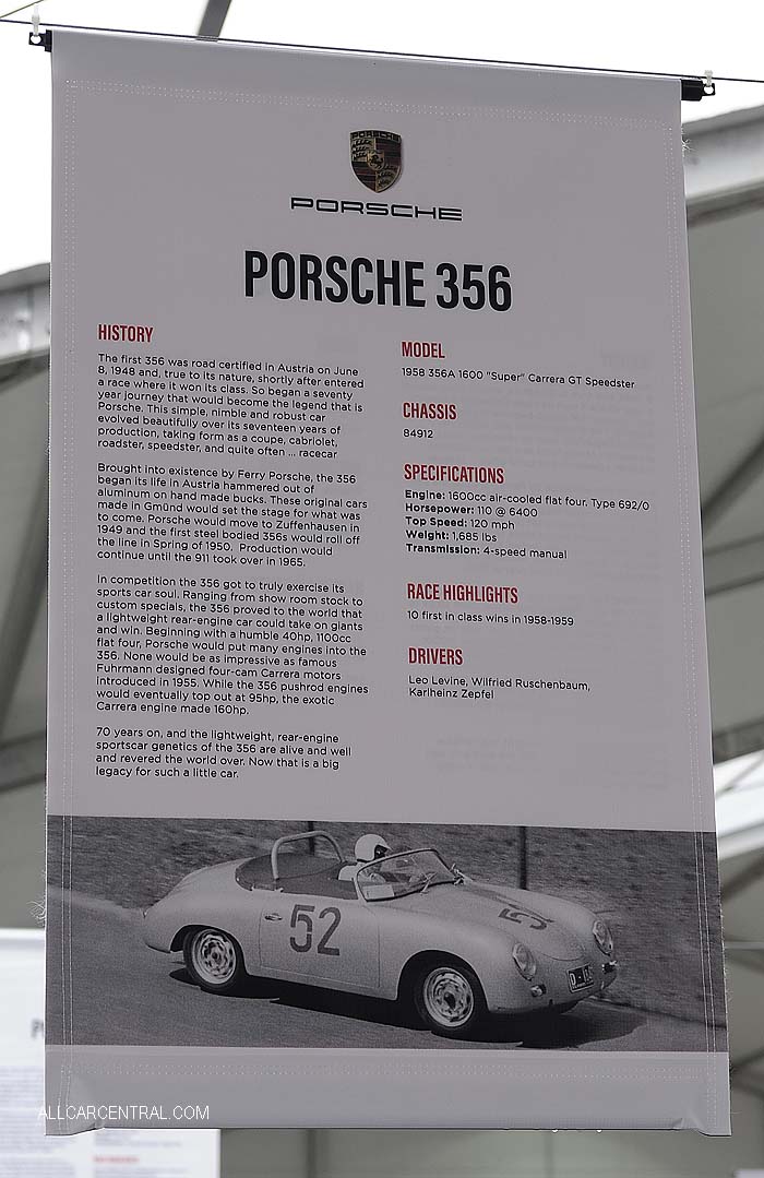 Porsche 356A 1600 Carrera GT Speedster sn-84912 1958 Rennsport VI 2018